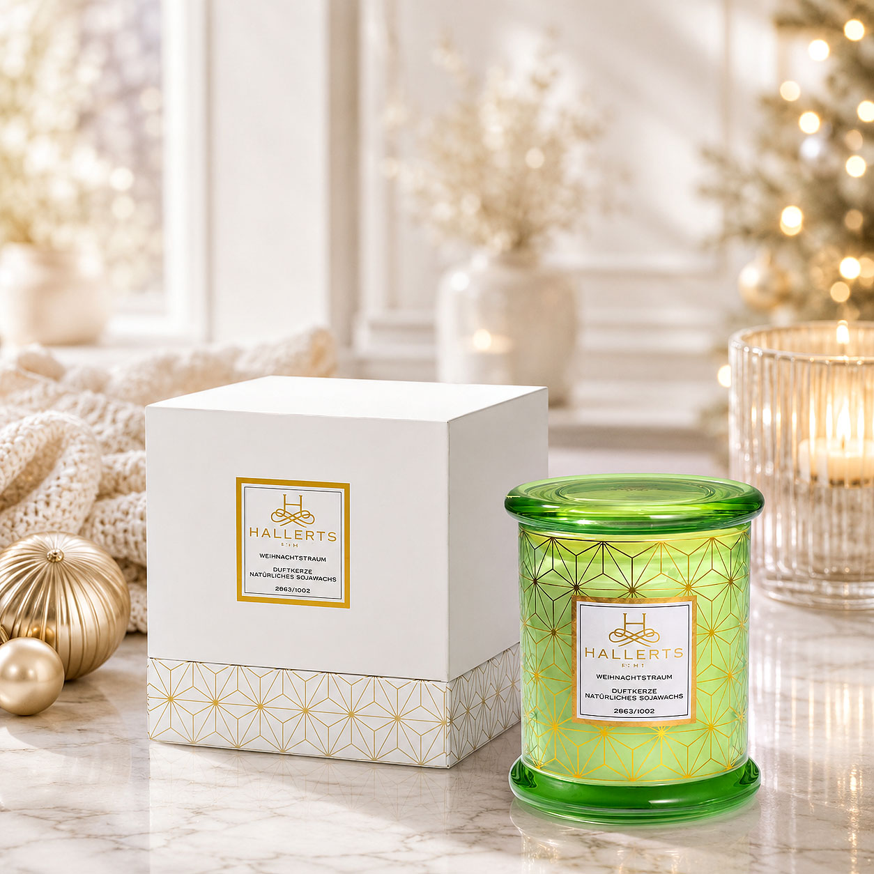 HALLERTS Weihnachtstraum Duftkerze 280g Sojawachs 70h