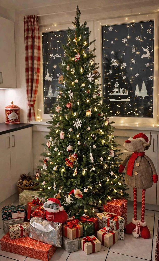 Nobilistanne Bellister 180 cm – geschmückter Hallerts Weihnachtsbaum auf einem Kundenfoto